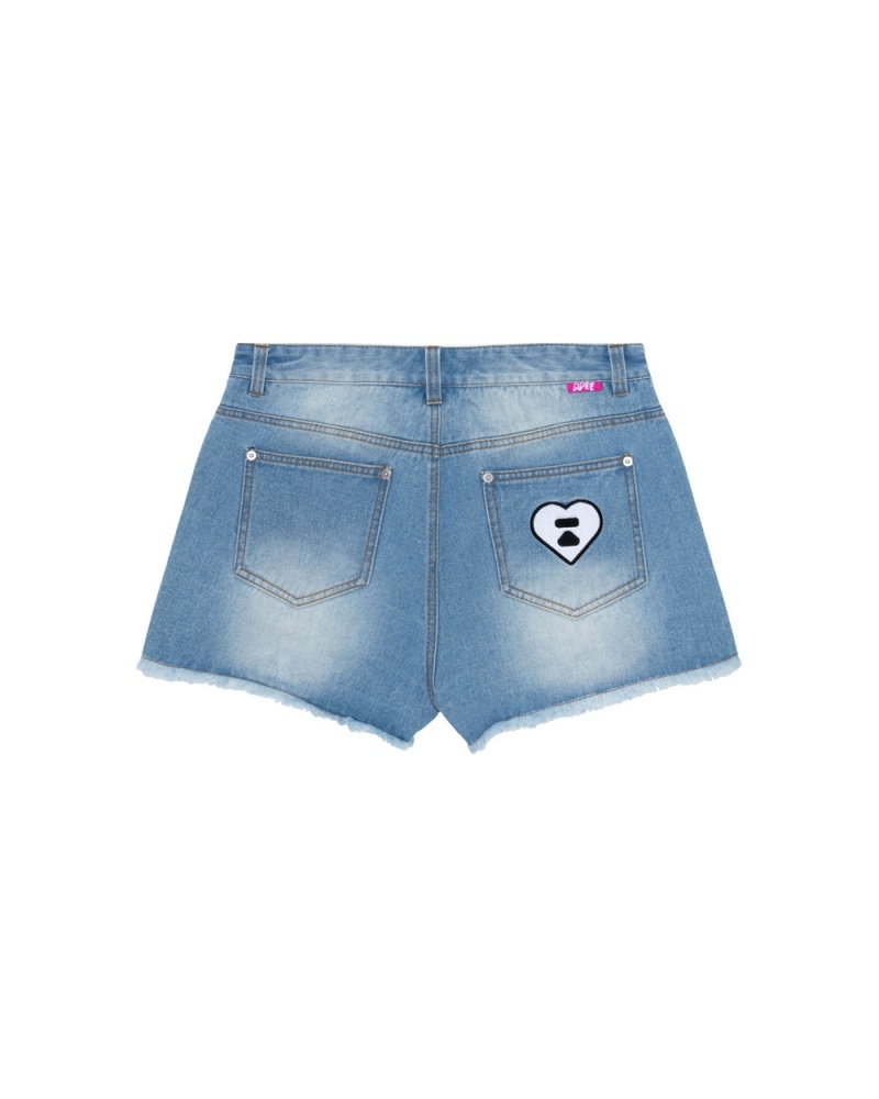 Short Bape Logo denim Bleu Femme | VFN-78816087